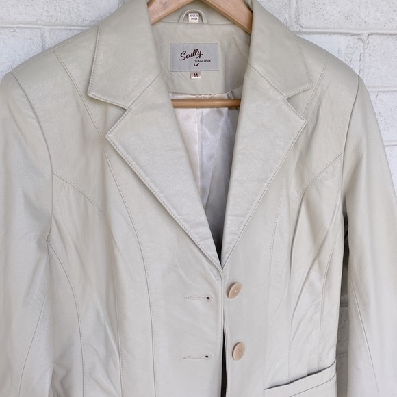 Scully Cream Leather Blazer Jacket - Picture 2 of 8